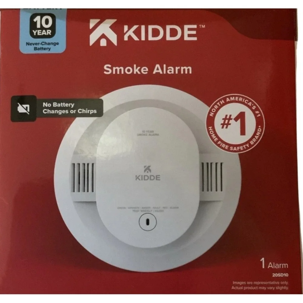Kidde 20SD10 10-Year Lithium Battery Powered Smoke Detector Never Change Battery